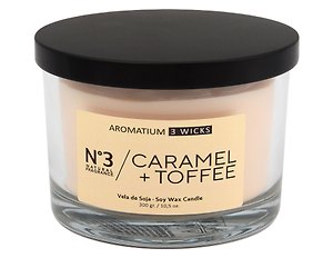 Ароматизированная свеча в стакане ЛУМАР Карамель и Ириска с крышкой (Caramel +Toffee) (300г) (901184)