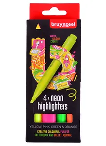 Текстовыделители Bruynzeel, неоновые 4 цвета
