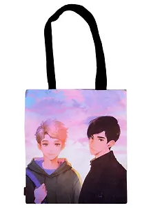 Сумка-шоппер Аниме Синтонимы Два друга и облака (цветн) (Медина Мирай) (текстиль) (40х32)