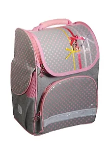 Ранец школьный "МОДНЫЕ БАНТИКИ" 35*26*15см, полиэстер, серый, Феникс