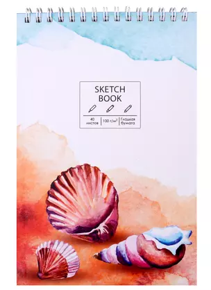 Скетчбук А5 40л "SKETCHBOOK. Shell", белый офсет, 100г/м2, евроспираль — 2901066 — 1