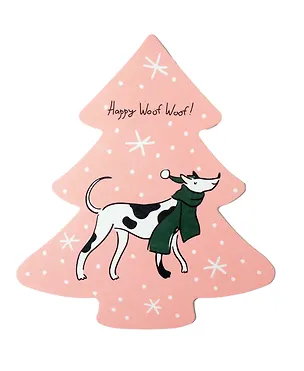 Открытка одинарная 13,6*12см Ёлочка. Собачка в шарфе 3071575