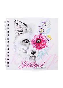 Скетчбук 195*195 80л "Животные в цветах" белый офсет, 100г/м2, тв.обложка, гребень
