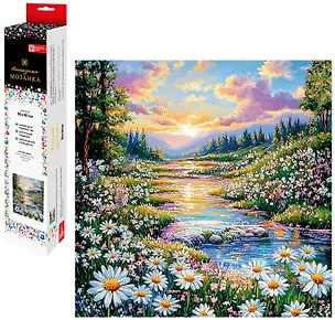 Алмазная мозаика "Ромашки у реки" 30х30 см. 3115872