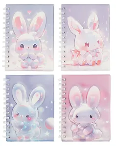 Записная книжка А6 80л лин. "Зайка" дутая ПВХ-обл., спираль, дизайн.блок, ассорти