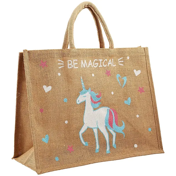 Сумка джутовая L Единорог Be magical (43х34х19)  (ДЖ2019-9) 2713403 — 1