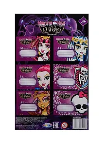 Наклейки для тетрадей 06шт "Monster High", инд.уп.,лист, подвес, Centrum