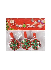 Новогодний Набор из 3-х прищепок Снежинки крас.-зел. в пак. с хедер. (11069710) (12х10см)