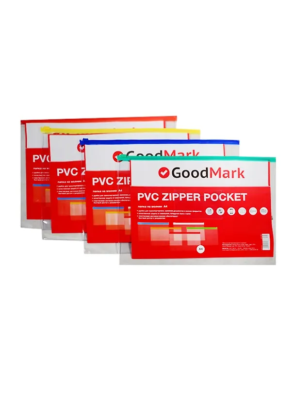 Папка на молнии А4, прозрачная, GoodMark 238617 — 2
