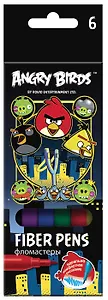 Фломастеры 06цв "ANGRY BIRDS" к/к, подвес, черный, Angry Birds