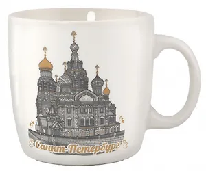 Кружка фарф.мал."СПб.Мосты-Исаакий" ч/б рисунок