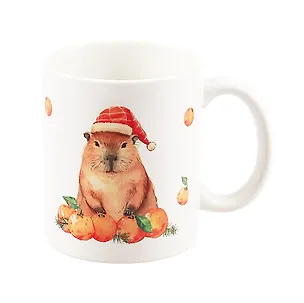 Кружка НГ Капибара в шапочке с мандаринами (керамика) (330мл) (НГ2025-3) 3054755