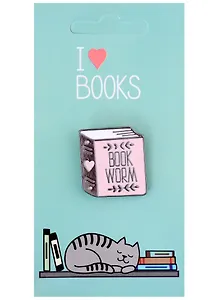 Значок I love books Книга Book Worm (металл)