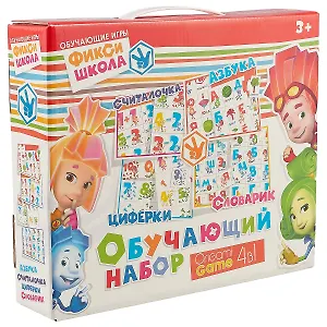 НИ Обучающий набор Фиксики 4в1 Азбука Считалочка Прятки Собирайка (02087) (3+) (коробка) (в ассорт.)