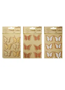 Наклейки для скрапбукинга бумажные Бабочки  ажурные, 6 шт, ассорти (11-LA-D26000394)