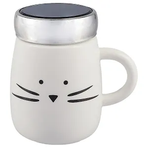 Термокружка с зеркальной крышкой Мордочка с усами (керамика) (350 мл) (12-07501-CH089-3)