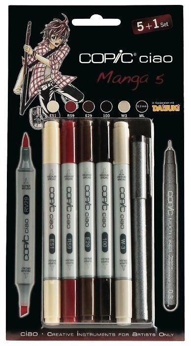 Набор маркеров Copic Ciao "Манга 5", 5 цветов + мультилинер 0.3 мм  259997 — 1