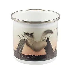 Кружка СПб Кот, Дворцовый мост, Петропавловская крепость (металл) (330мл) (К2024-104)