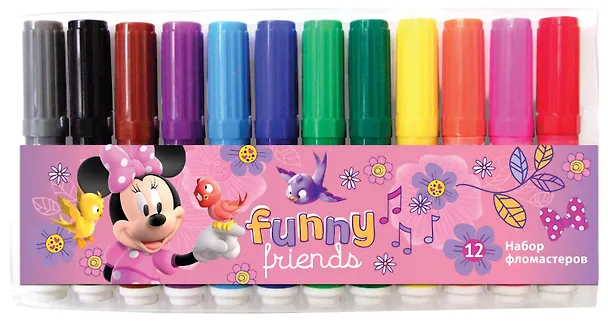 Фломастеры 12цв "Minnie Club House for girls" мини Jumbo, Disney 228326 — 1