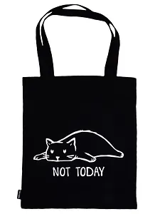 Сумка-шоппер Not today (кот) черная, текстиль 40см.*32см.