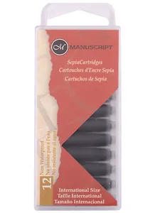 Картриджи сепия 12шт "Fountain Pen", 38мл, блистер, Manuscript
