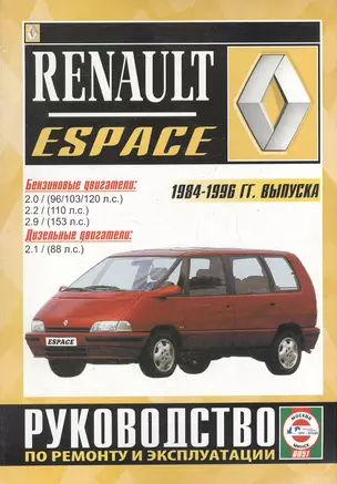 Renault Espace. 2000 GTS, 2000 TSE, Turbo D, Turbo DX, RN, RT, RXE, Turbodiesel. Руководство по ремонту и эксплуатации. Бензиновые двигатели. Дизельные двигатели. 1984-1996 гг. выпуска — 2586921 — 1