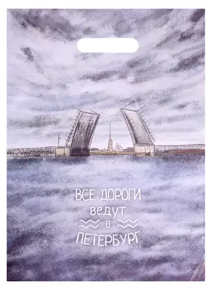 Пакет упаковочный "Все дороги ведут в Петербург" 30*40, выруб.ручка, п/э — 263057 — 1