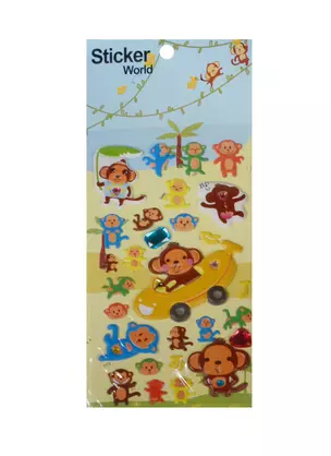 Наклейки Sticker World Обезьяны (ZC-B019) (11097502) (3+) (упаковка) — 2475846 — 1