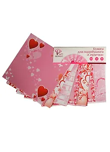 Бумага для скрапбукинга Сердечки (AF07-012-01) (15х15) (24л) (12 дизайнов)