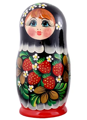 Матрешка 5 в 1 большая (Ягодки, Эскиз 11, Клубничка на черном) 2925928