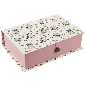 Шкатулка-книга с пуговицей картон S Мопсы фр-фр (18,5х12х5см) (12-Kairui-RZ-S2-0001-09)