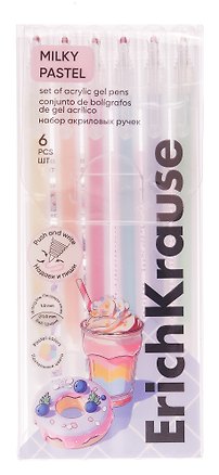 Ручки гелевые 06цв "Milky Pastel" 1,0мм, блист., ErichKrause 3157857