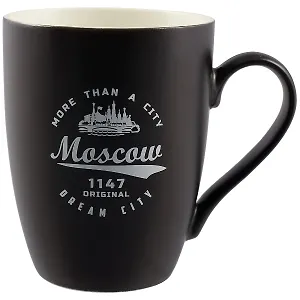 Кружка фарфор матовая Москва. Эмблема, черная (065-7-BL-19-27)