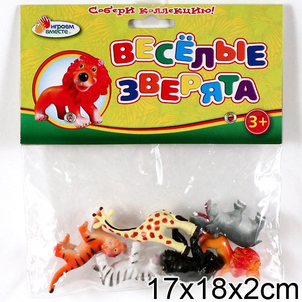 Набор Веселые зверята Дикие животные (P27006) (117753) (6шт) (Играем вместе) (в ассорт.) (3+) 2365777 — 1