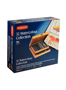 Набор художественный "Watercolor" (акварел.мелки 06шт, карандаш 22цв., кисточка, точилка, 2 ластика,) дерев.кор., (р), DERWENT