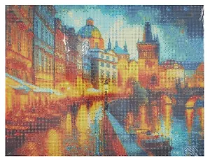 Алмазная мозаика. Классическая, с подрамником, с полным заполнением. Вечерняя Прага 30х40, 30 цветов