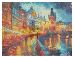 Алмазная мозаика. Классическая, с подрамником, с полным заполнением. Вечерняя Прага 30х40, 30 цветов 3093152