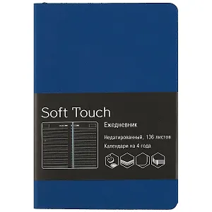 Еженедельник недатированный «Soft touch», синий, 136 листов, А6+