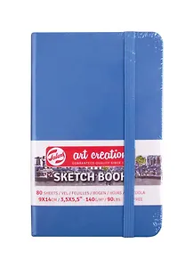 Скетчбук 9*14 80л "Art Creation" синий, 140г/м2, слоновая кость, тв.обл., Royal Talens