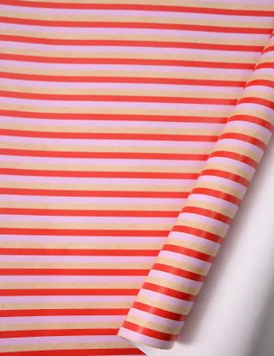 Бумага упаковочная 70*100см "Полоски на крафте" глянц., инд.уп. 3139999