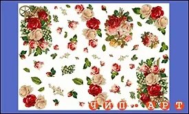 Декупажная карта "Винтажные розы" (00118)