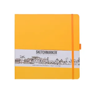 Скетчбук 20*20 80л "Sketchmarker"  оранжевый неон, 140г/м2, слоновая кость, тв.обл.