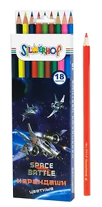 Карандаши цветные 18цв "SPACE BATTLE" к/к, с подвесом, Silwerhof