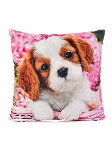 Игрушка мягкая Спаниель в розовой корзинке