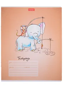 Тетрадь в клетку Hatber, "Слоник и мышонок", 12 листов, в ассортименте