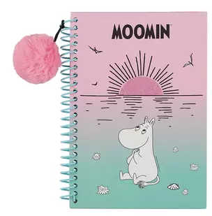 Книга для записей А5 48л "Moomin" евроспираль, с  подвеской - помпоном, с наклейками — 3026664 — 1