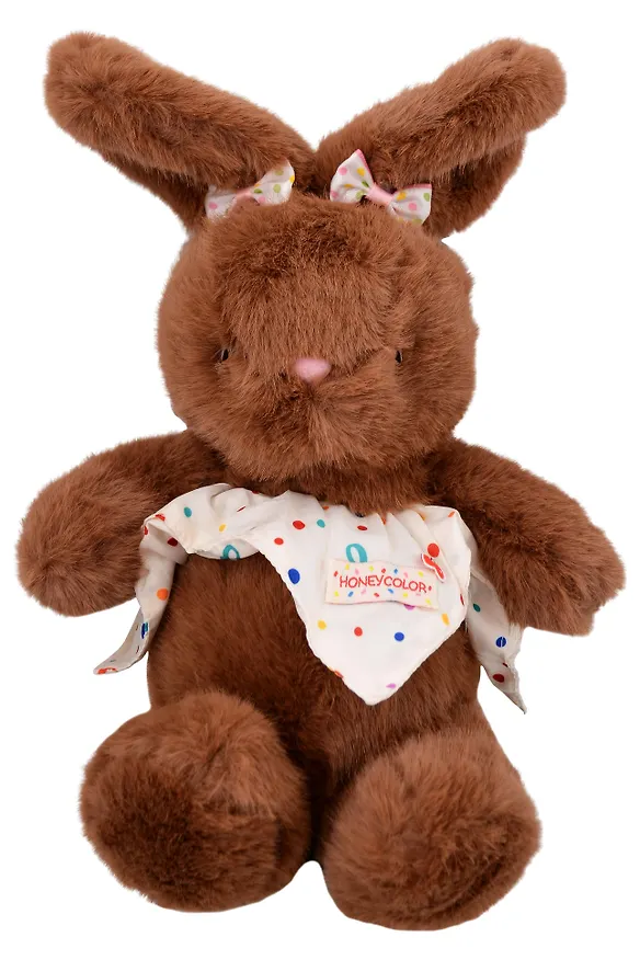 Мягкая игрушка Зайчик с бантиками (коричневый) (30см) (12-20251028-87L) 3136011 — 2