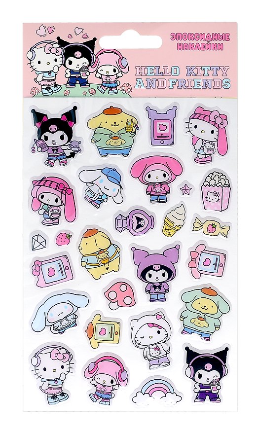 Наклейки эпоксидные «Hello Kitty and Friends», 110х200, Pink 3087975 — 1