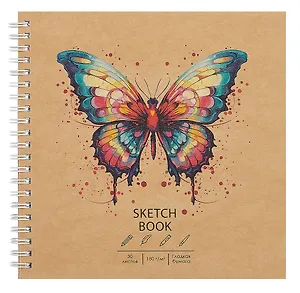 Скетчбук 190*190 30л "DRAFT and CRAFT. Butterfly", 180г/м2, обложка крафт картон, евроспираль
