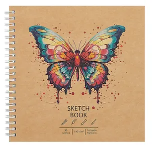 Скетчбук 190*190 30л "DRAFT and CRAFT. Butterfly", 180г/м2, обложка крафт картон, евроспираль 3069349